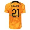Maillot de Supporter Pays-Bas Frenkie de Jong 21 Domicile Coupe du Monde 2022 Pour Homme